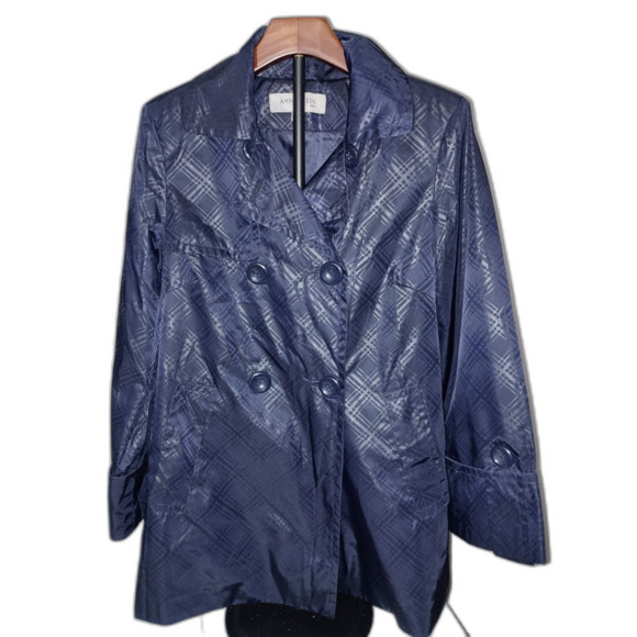 ANN KLEIN, Purple Lined Double Breasted Rain Coat with Buttons, Woman Size M - Picture 1 of 8